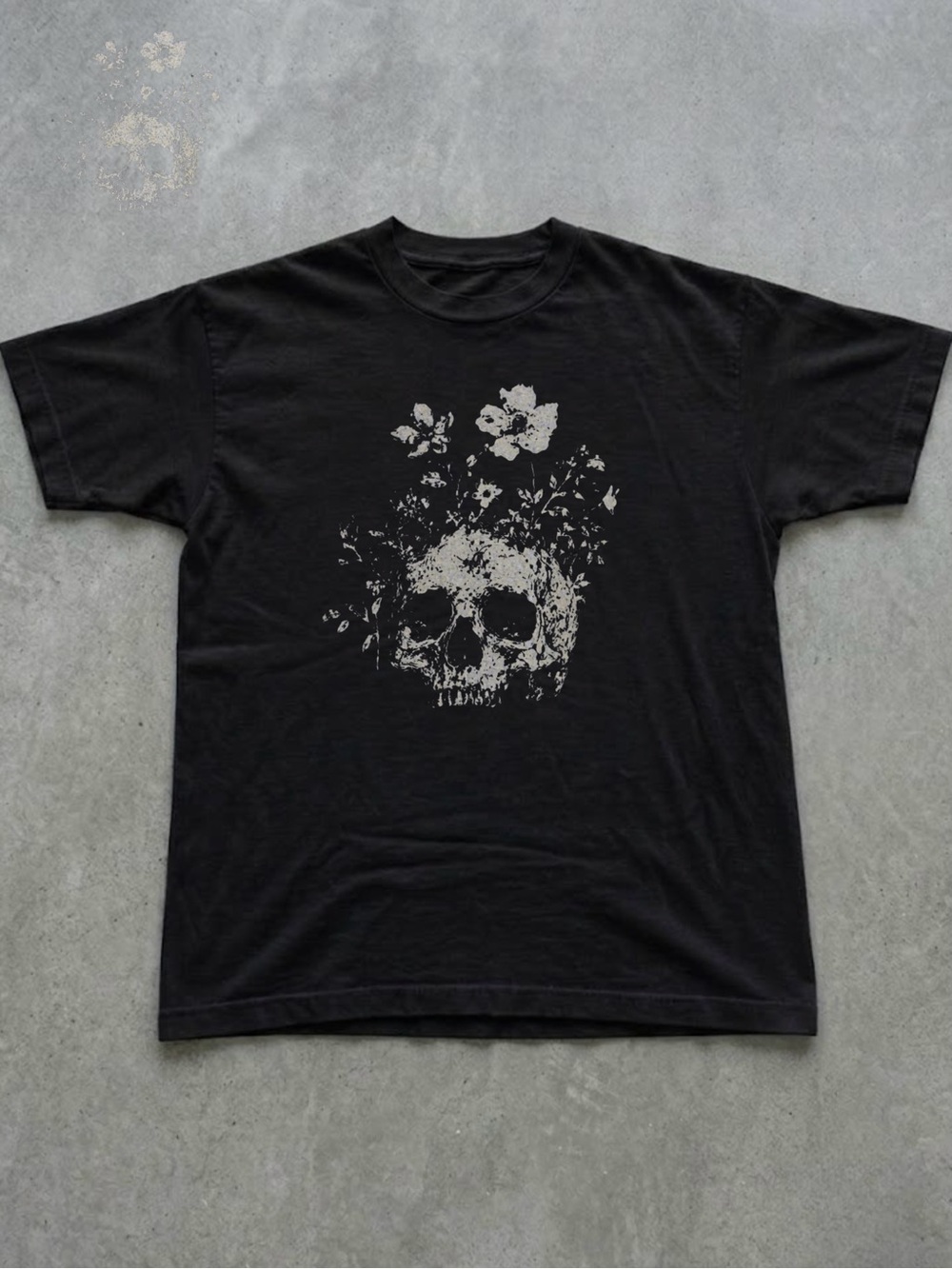 Boho Floral Skull Cottagecore Graphic T-shirt